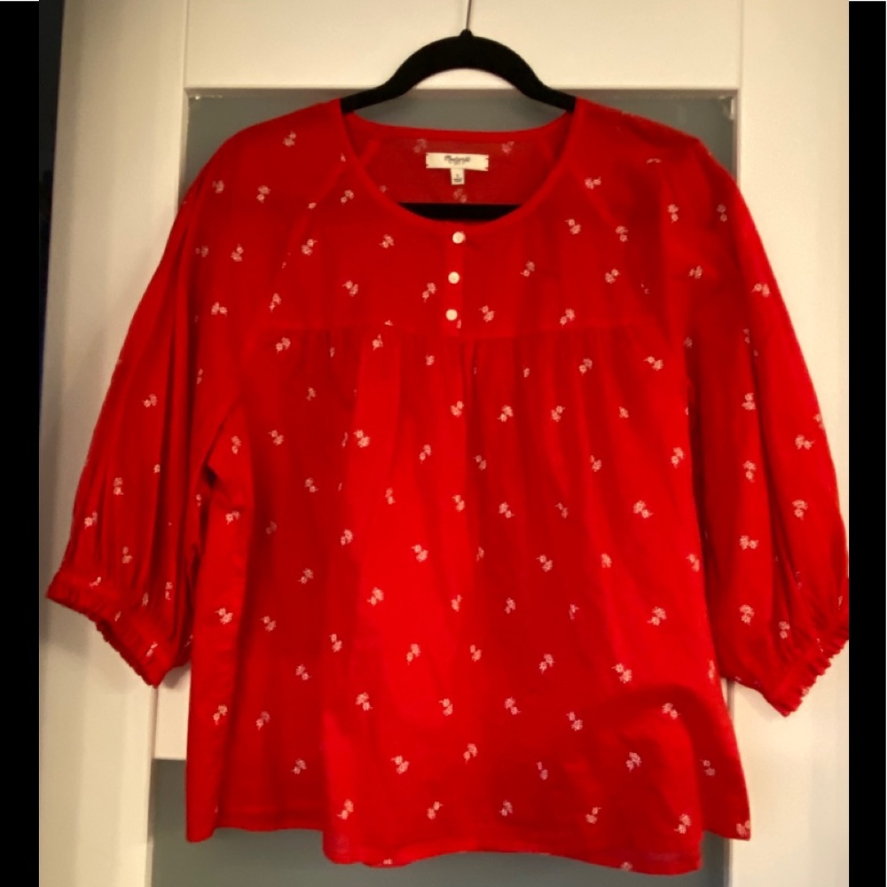 Madewell Red with White Floral Top